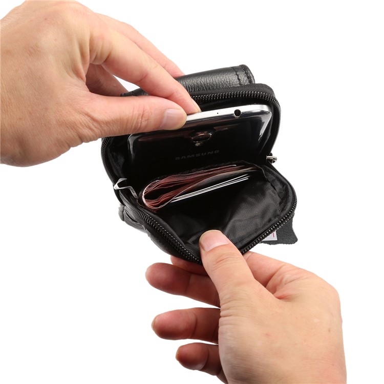 Bolso Vertical Universal De La Bolsa De La Pistolera Del Cuero Genuino Para Samsung S8 / S8 Más, Tamaño: 16.5x10.7x2.0cm - Negro-12