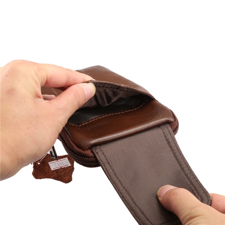 Universal Echtleder Reißverschluss Vertikale Tasche für Samsung S8 / S8 Plus, Größe: 16.5x10.7x2.0cm - Braun-10