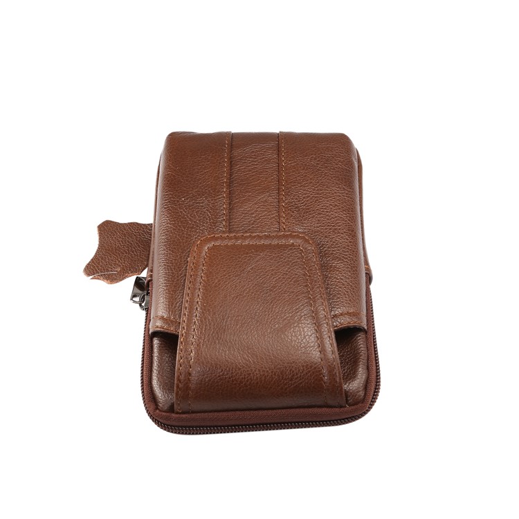 Universal Echtleder Reißverschluss Vertikale Tasche für Samsung S8 / S8 Plus, Größe: 16.5x10.7x2.0cm - Braun-8