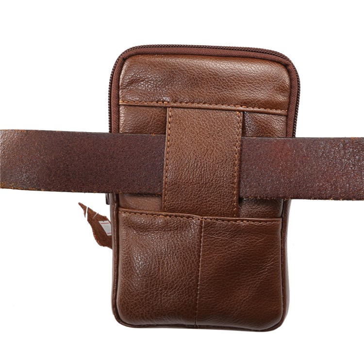 Universal Echtleder Reißverschluss Vertikale Tasche für Samsung S8 / S8 Plus, Größe: 16.5x10.7x2.0cm - Braun-9