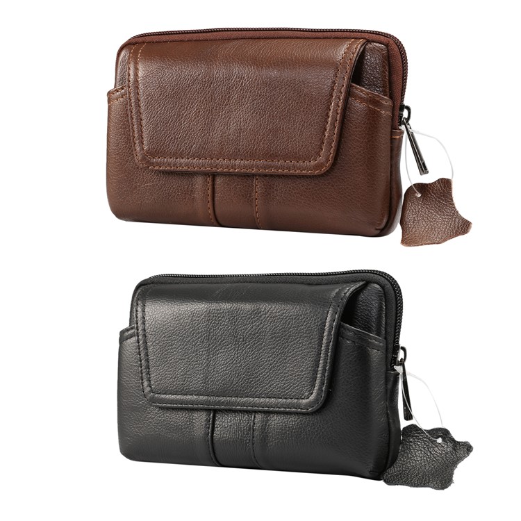 Universelle Echte Leder -wasit -beutel -tasche Für Iphone 8 Plus/7 Plus, Größe: 16x10x2,0 cm - Braun-13