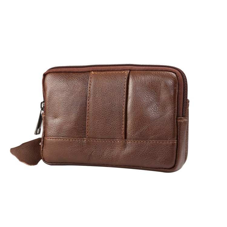 Universal Genuine Leather Wasit Pouch Bag for iPhone 8 Plus/7 Plus, Size: 16x10x2.0cm - Brown-2