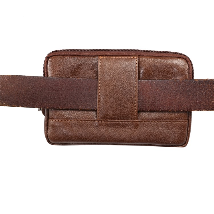 Universal Genuine Leather Wasit Pouch Bag for iPhone 8 Plus/7 Plus, Size: 16x10x2.0cm - Brown-9
