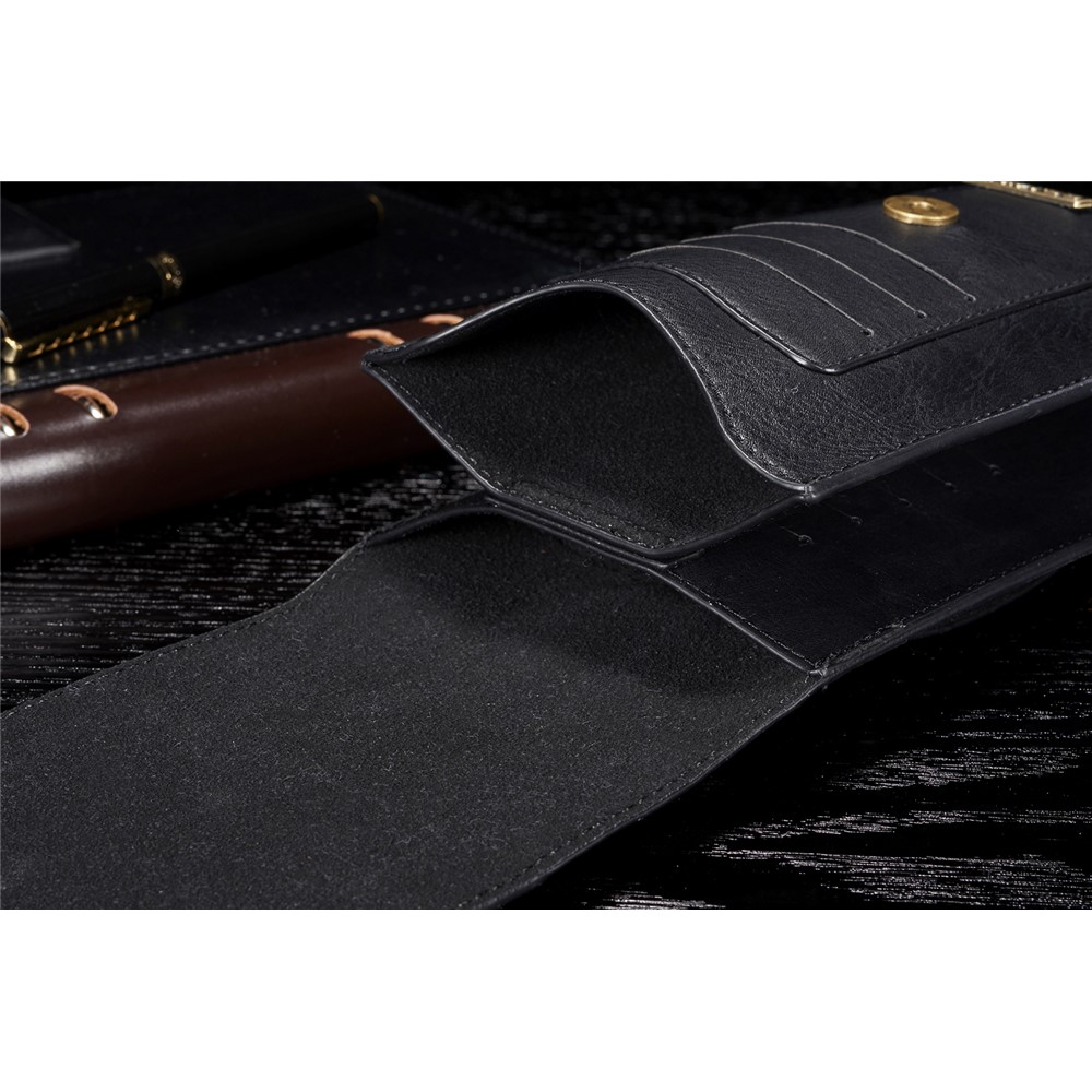 DG. MING Universel Split Cuir Multiples Fentes De Cartes Ceinture Boucle Taille Sac - Noir-12