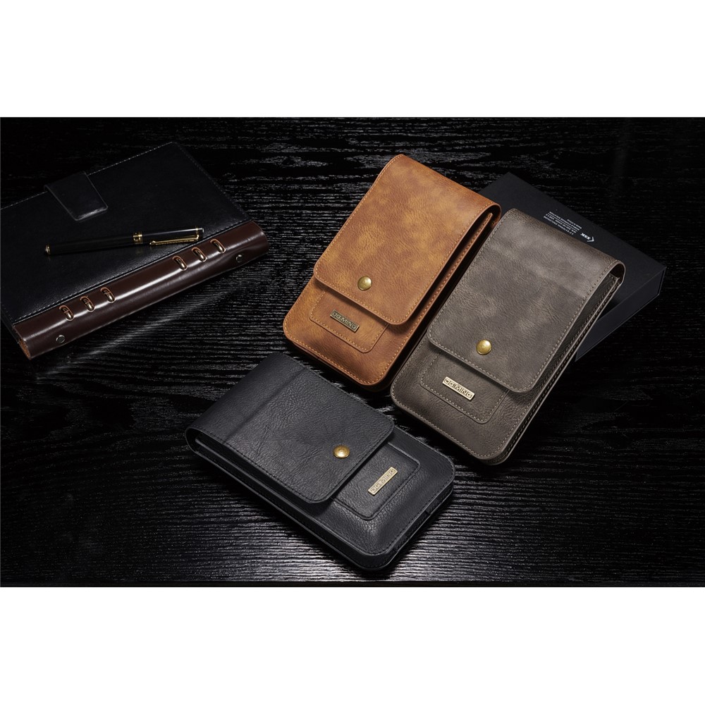 DG. MING Universel Split Cuir Multiples Fentes De Cartes Ceinture Boucle Taille Sac - Noir-13