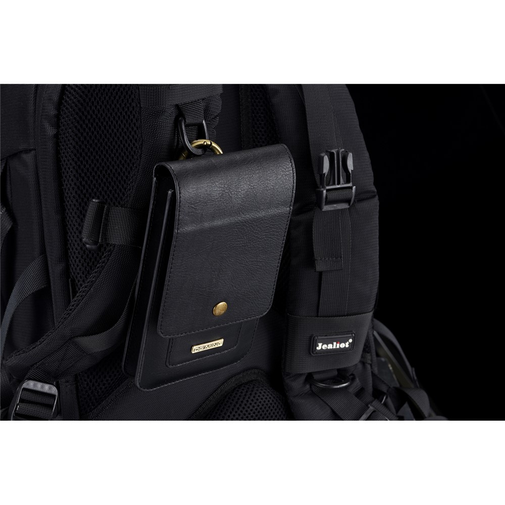 DG. MING Universel Split Cuir Multiples Fentes De Cartes Ceinture Boucle Taille Sac - Noir-14