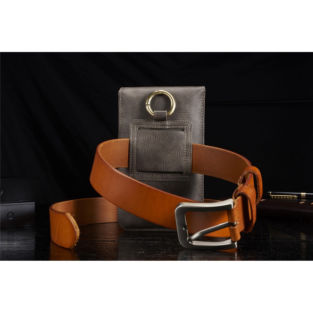 DG. MING Split Cuir Téléphone Pochette Plusieurs Emplacements De Cartes Ceinture Boucle Taille Sac - Café-10