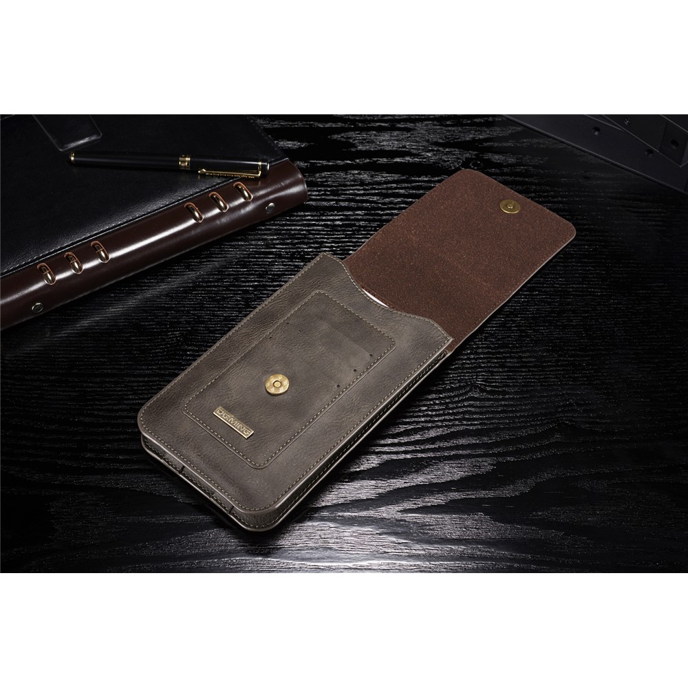 DG. MING Split Cuir Téléphone Pochette Plusieurs Emplacements De Cartes Ceinture Boucle Taille Sac - Café-6