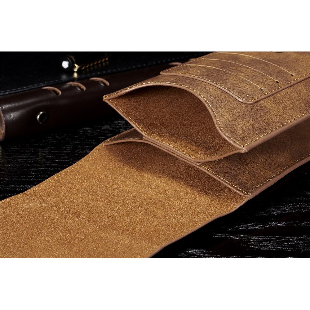 DG.MING Universal Split Leather Hook Waist Bag with Multiple Card Slots - Brown-12