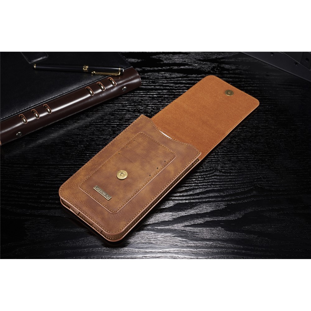 DG.MING Universal Split Leather Hook Waist Bag with Multiple Card Slots - Brown-6