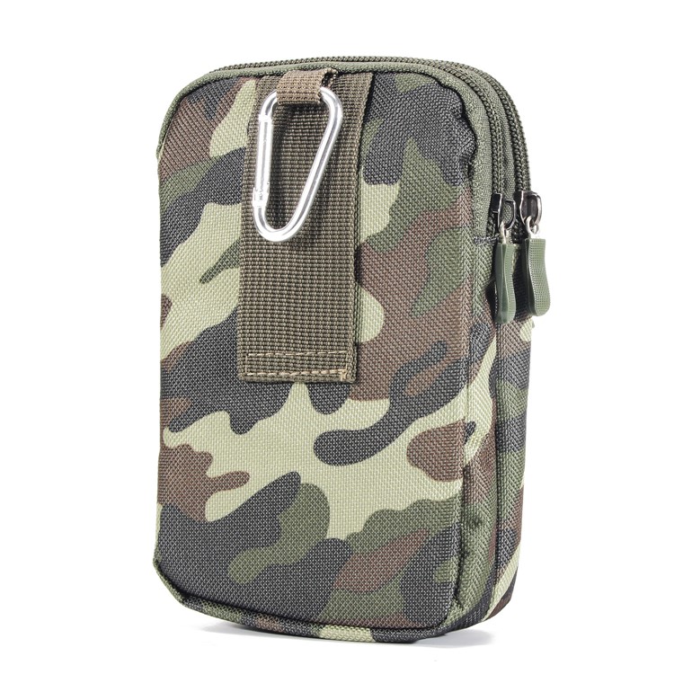 Camouflage Pattern Outdoor Waist Pouch + Carabiner for iPhone X/XS 5.8/8/8 Plus, Inner Size: 16 x 9.5cm - Green + Brown-2