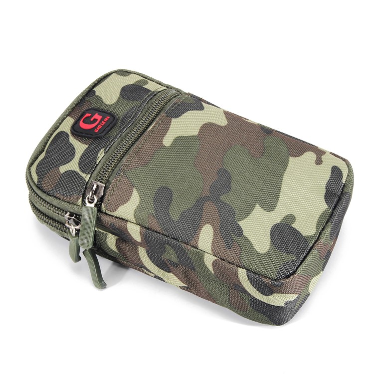 Camouflage Pattern Outdoor Waist Pouch + Carabiner for iPhone X/XS 5.8/8/8 Plus, Inner Size: 16 x 9.5cm - Green + Brown-4