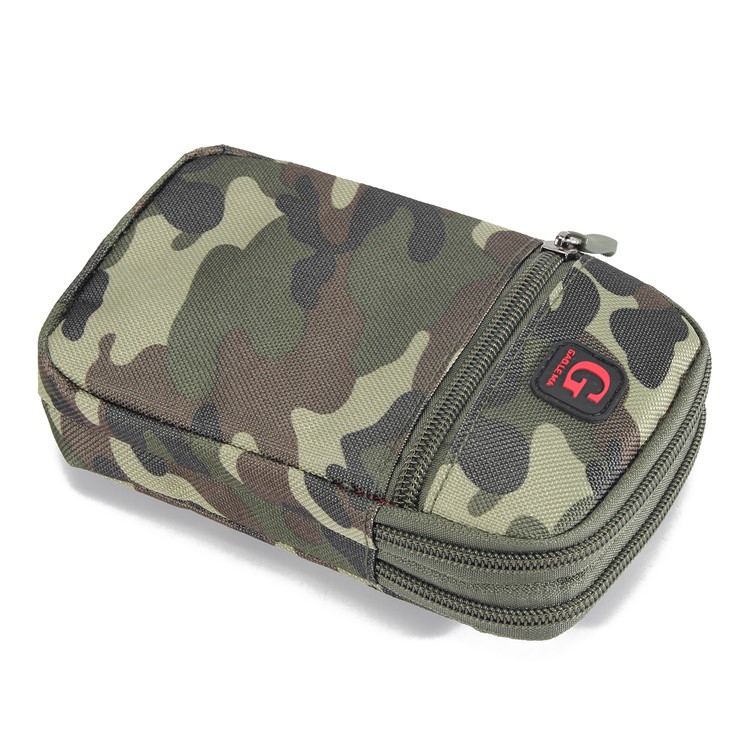 Camouflage Pattern Outdoor Waist Pouch + Carabiner for iPhone X/XS 5.8/8/8 Plus, Inner Size: 16 x 9.5cm - Green + Brown-5