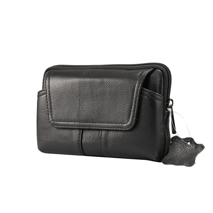 Bolso de Lavado de Cuero Genuino Universal Para Iphone Samsung Huawei, Etc.. (tamaño: 15.5x9.5x2.0cm) - Negro