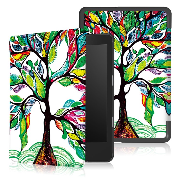 Pattern Printing Smart Leather Case for Tolino EPOS E-Reader 7.8-inch - Colorized Tree-1