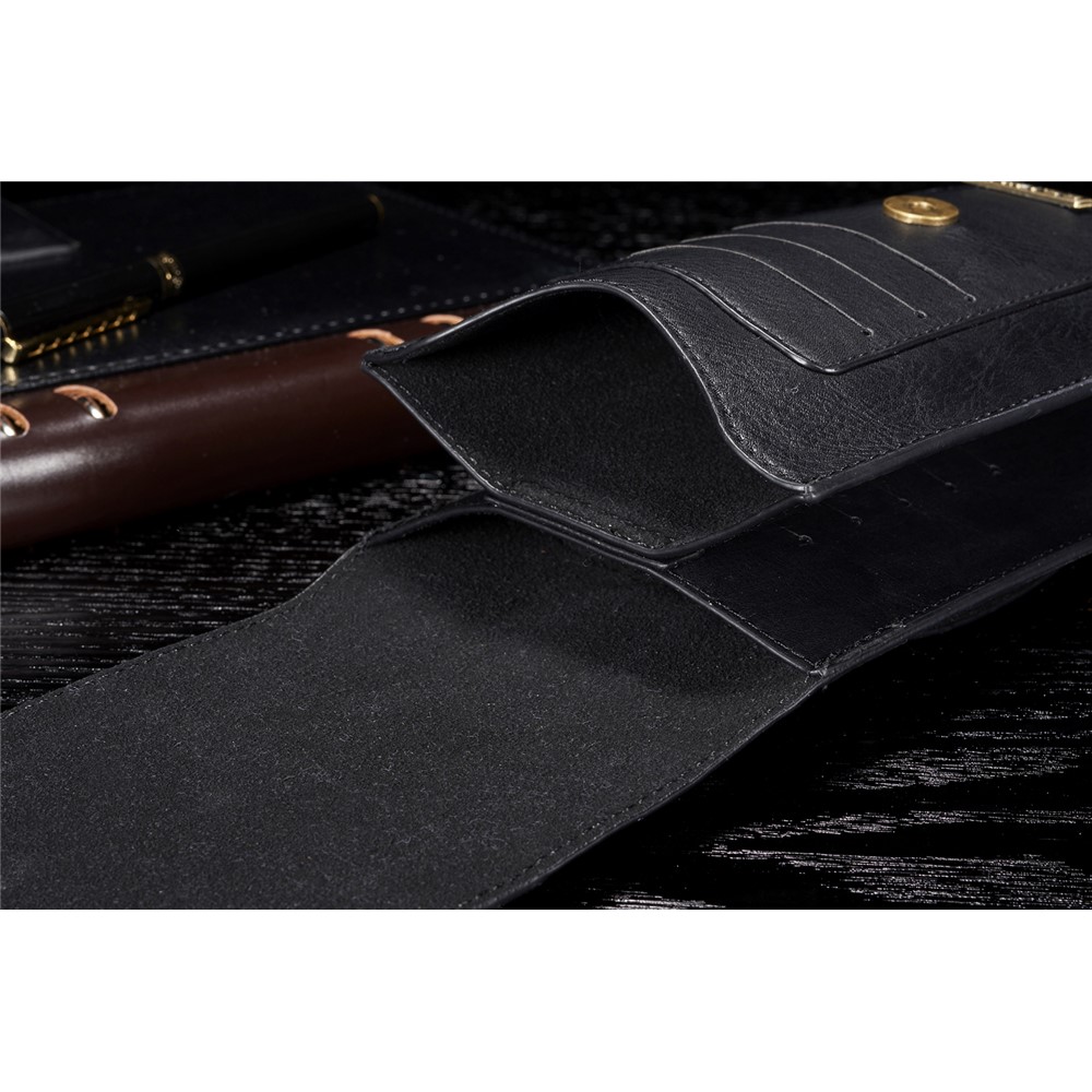 Dg. Ming Split Leather Pouch Bolsa de Caça -correio de Vários Slots de Correio - Tamanho: S, Preto