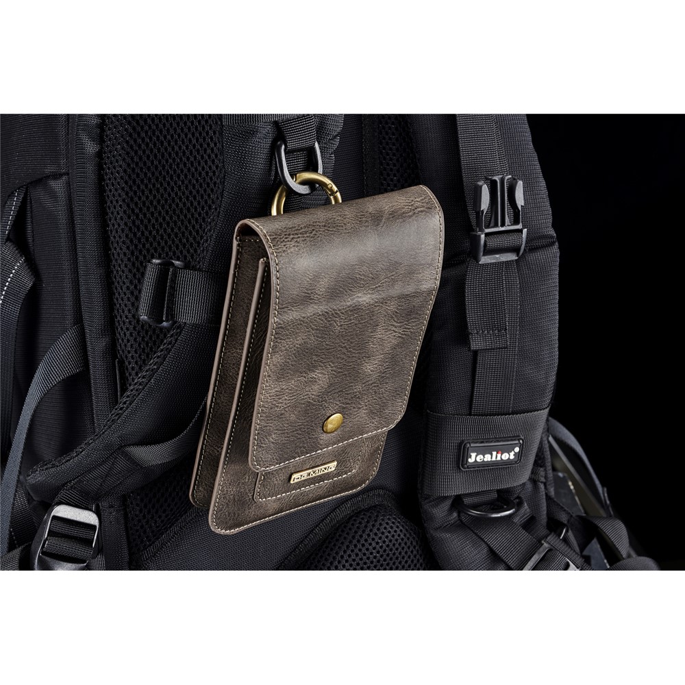 DG.MING Multiple Card Slots Belt Loop Split Leather Phone Pouch Waist Bag - Size: S, Coffee-14