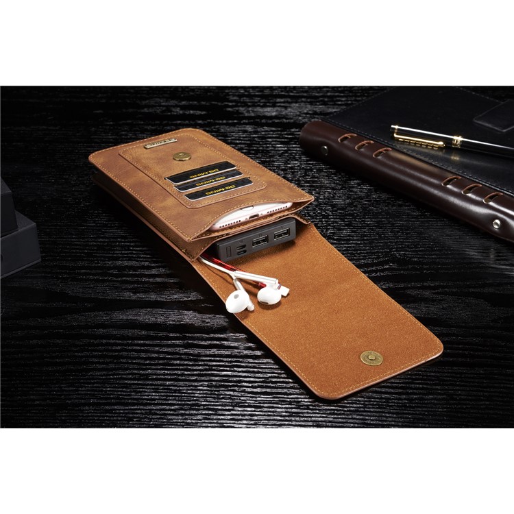 DG.MING Split Leather Multiple Card Slots Belt Loop Mobile Phone Pouch Bag - Size: S, Brown-7