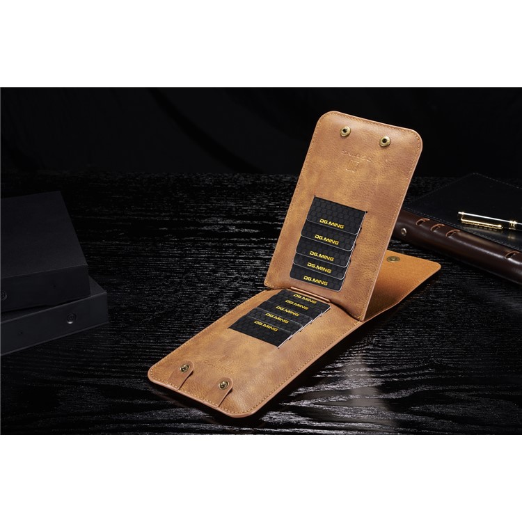 DG.MING Split Leather Multiple Card Slots Belt Loop Mobile Phone Pouch Bag - Size: S, Brown-9