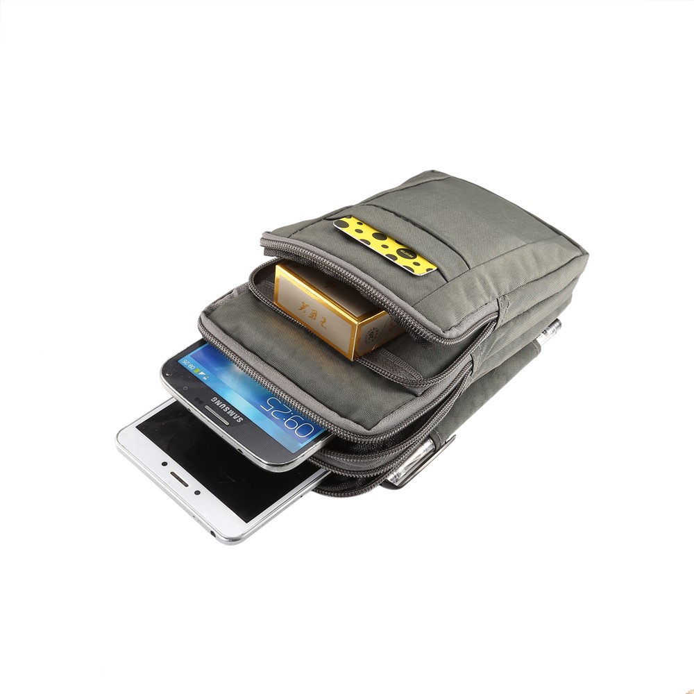 Bolso Al Aire Libre Del Artilugio De La Utilidad Del Paquete De La Cintura De La Bolsa De Molle De 7 Pulgadas Con La Funda Del Teléfono Celular - Gris-6