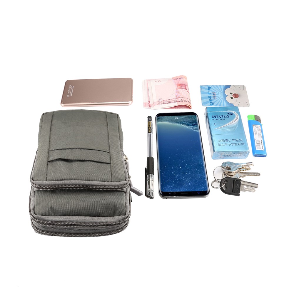 Bolso Al Aire Libre Del Artilugio De La Utilidad Del Paquete De La Cintura De La Bolsa De Molle De 7 Pulgadas Con La Funda Del Teléfono Celular - Gris-7