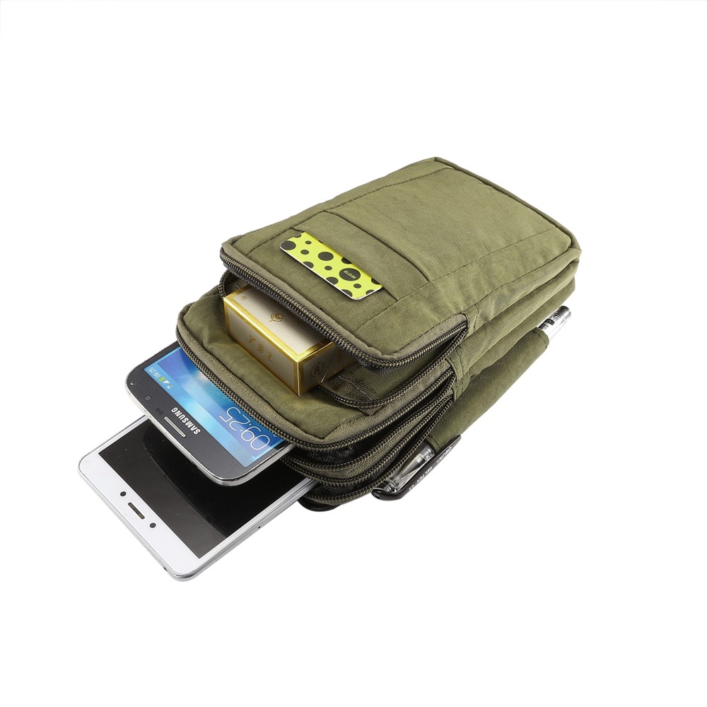 7 Inch Outdoor Tactical Molle Pouch Waist Pack Utility Gadget Bag with Mobile Phone Holster - Green-7