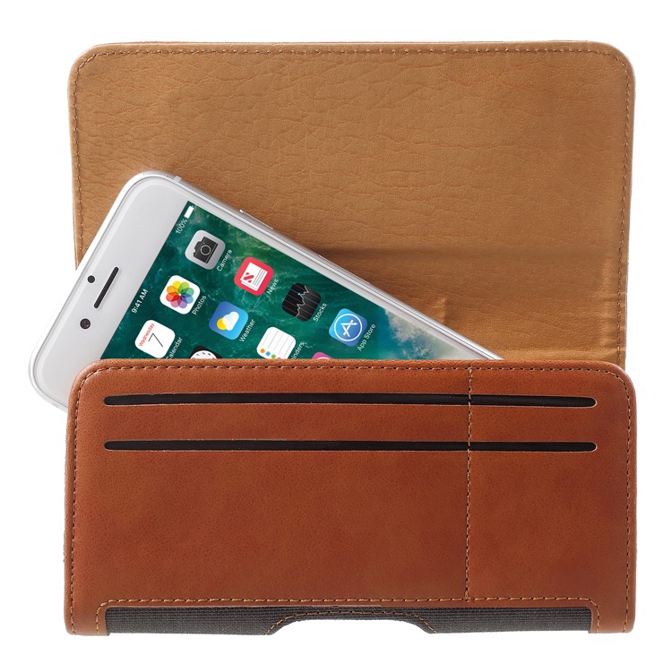 Leather Belt Clip Holster Pouch Case for iPhone 8 7 4.7 / Samsung Galaxy A3 (2017) etc Smartphone - Black-4