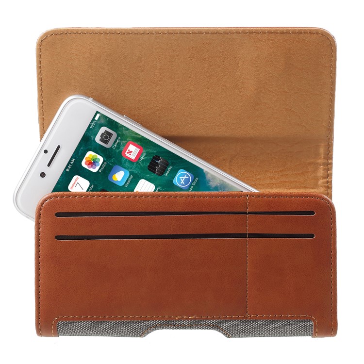 Leather Waist Sleeve Universal Case for iPhone 8 7 4.7 / Samsung Galaxy A3 (2017) etc Smartphone - Grey-4