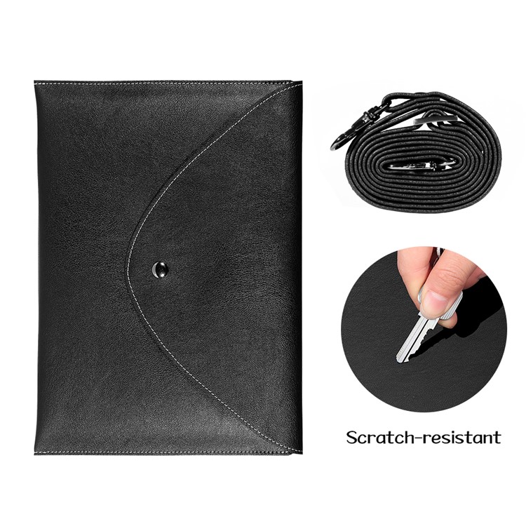 10.5inch Universal Large Capacity Leather Case Bag with Hand-strap for Phone Tablets - Black-3