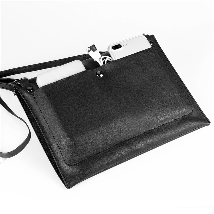 10.5inch Universal Large Capacity Leather Case Bag with Hand-strap for Phone Tablets - Black-6
