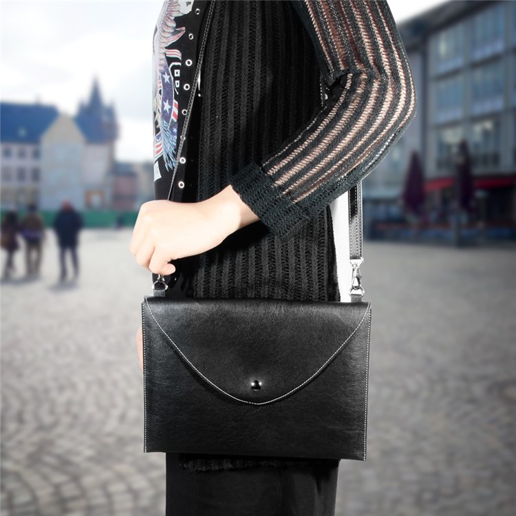 10.5inch Universal Large Capacity Leather Case Bag with Hand-strap for Phone Tablets - Black-7