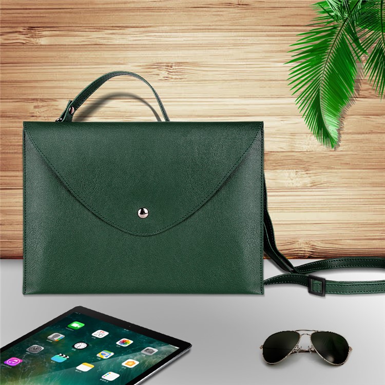 

10.5-inch Universal Large Capacity Leather Protective Case Bag with Hand-strap for Phone Tablets - Green