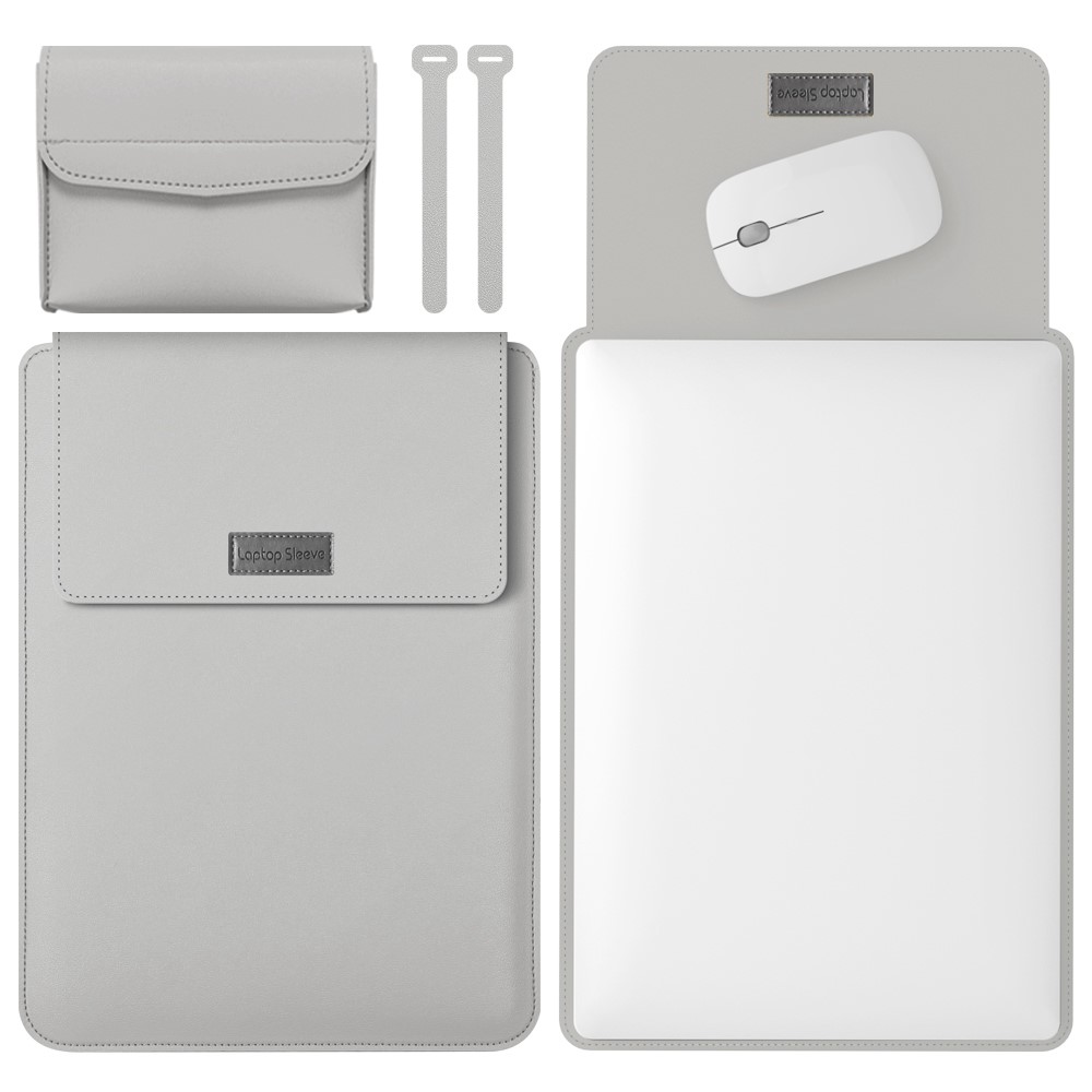 13-inch Universal Large Capacity Leather Case Cover Bag for Phone Tablets - Grey-1