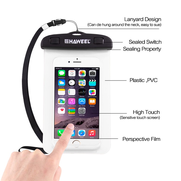 HAWEEL HWL-7002 Universal Wasserdichte Tasche Für IPhone X / 8 Plus, Größe: 21 X 11,5 X 1,2 Cm - Weiß-4