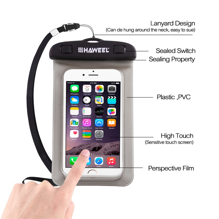 HAWEEL HWL-7002 Universal Waterproof Bag Pouch Case for iPhone X/8 Plus, Size: 21 x 11.5 x 1.2cm - Grey-4