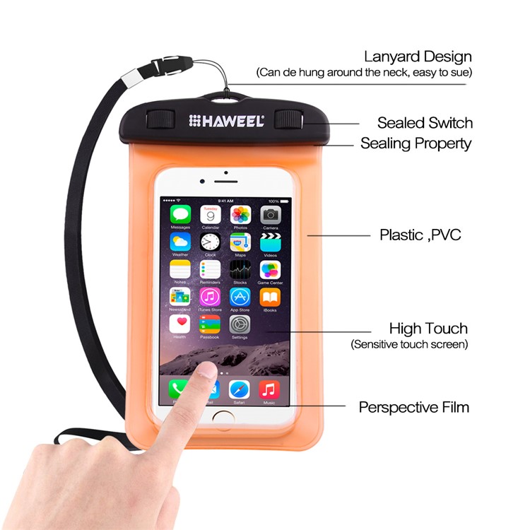 Funda Universal HAWEEL HWL-7002 Para Bolso Para Iphone X / 8 Plus, Tamaño: 21 X 11.5 X 1.2cm - Naranja-4
