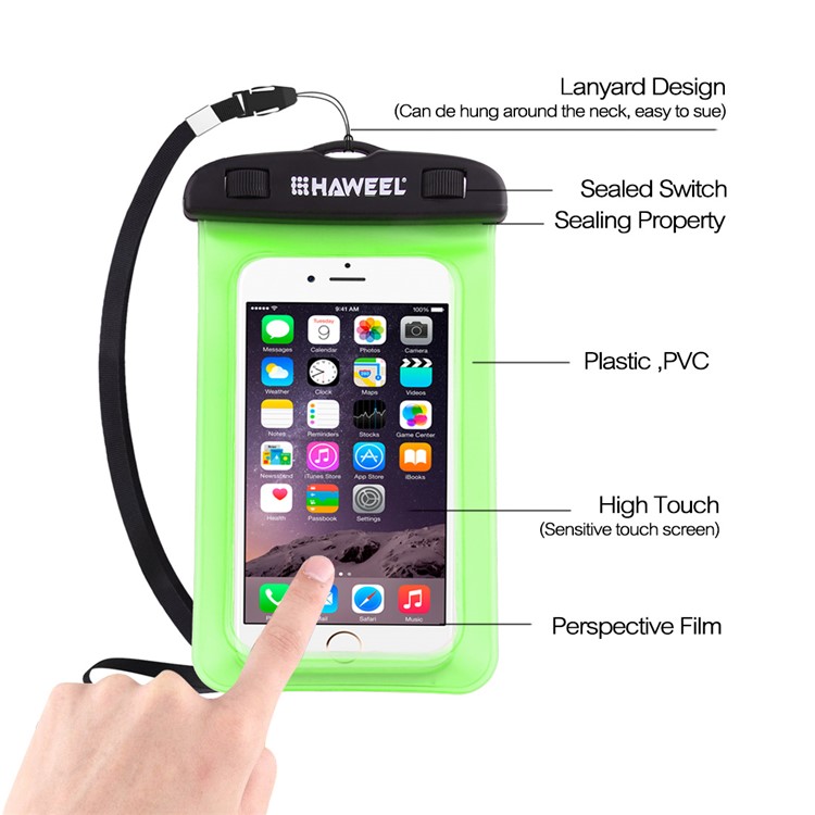 HAWEEL HWL-7002 Universal Waterproof Pouch for iPhone X/8 Plus, Size: 21 x 11.5 x 1.2cm - Green-4