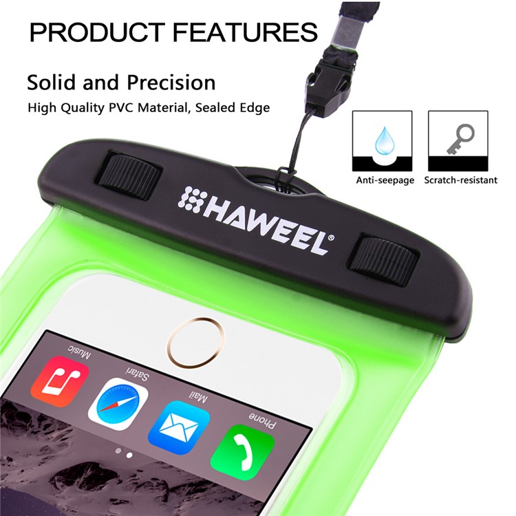 HAWEEL HWL-7002 Universal Waterproof Pouch for iPhone X/8 Plus, Size: 21 x 11.5 x 1.2cm - Green-5