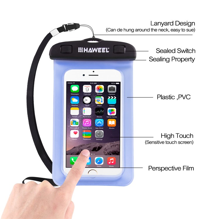 Funda HAWEEL HWL-7002 Universal Impermeable Para El Iphone X / 8 Plus, Tamaño: 21 X 11.5 X 1.2cm - Azul-4