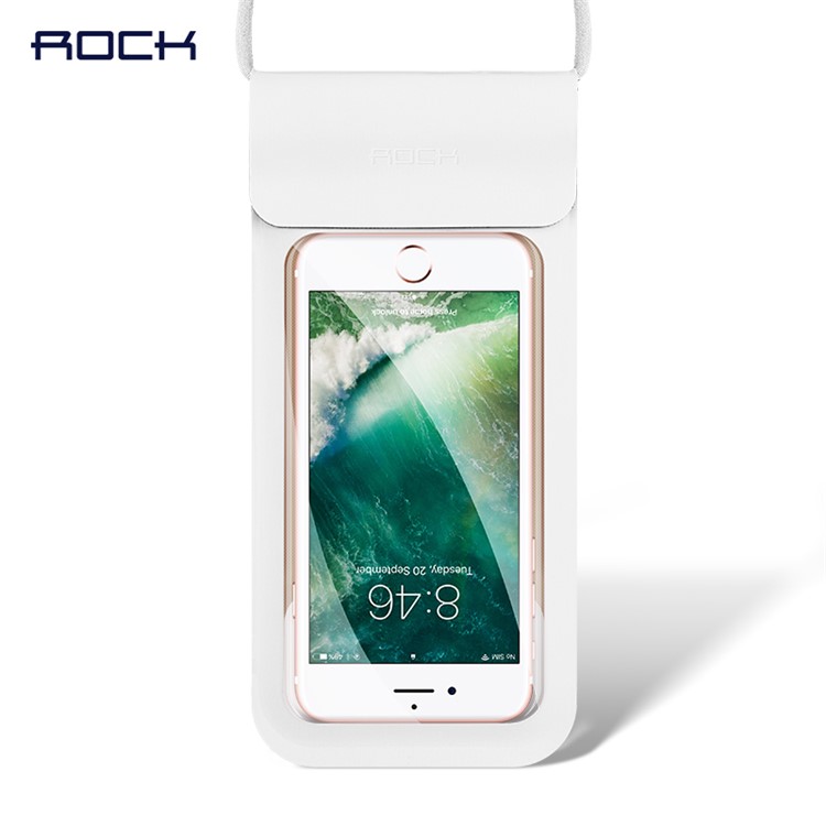 

ROCK Universal Touch-friendly Waterproof IPX8 Phone Pouch Bag with Neck Strap for iPhone Samsung Huawei etc. (4.8-6.0 inch) - White