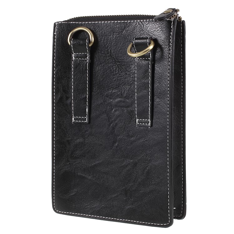 Bolso Dual De La Caja Del Teléfono De La Bolsa Del Cuero Universal De La PU Para El Iphone X / 8 Más Etc, Tamaño: 18 X 10.5cm - Negro-2