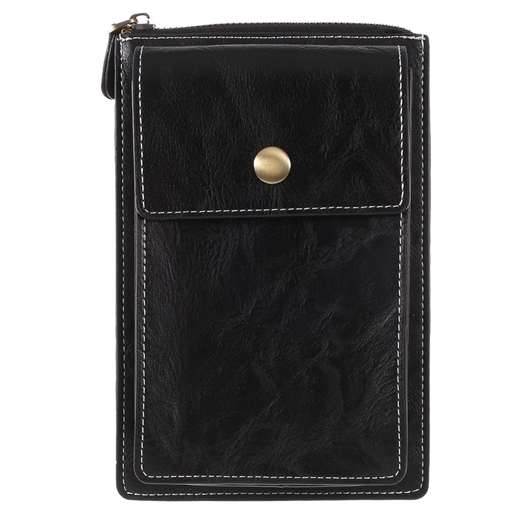 Bolso Dual De La Caja Del Teléfono De La Bolsa Del Cuero Universal De La PU Para El Iphone X / 8 Más Etc, Tamaño: 18 X 10.5cm - Negro-3