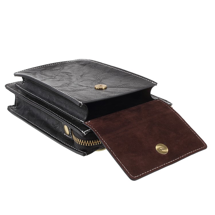 Bolso Dual De La Caja Del Teléfono De La Bolsa Del Cuero Universal De La PU Para El Iphone X / 8 Más Etc, Tamaño: 18 X 10.5cm - Negro-5