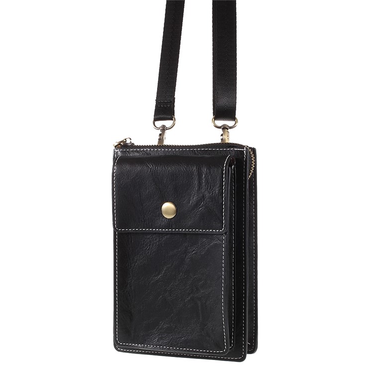 Bolso Dual De La Caja Del Teléfono De La Bolsa Del Cuero Universal De La PU Para El Iphone X / 8 Más Etc, Tamaño: 18 X 10.5cm - Negro-6