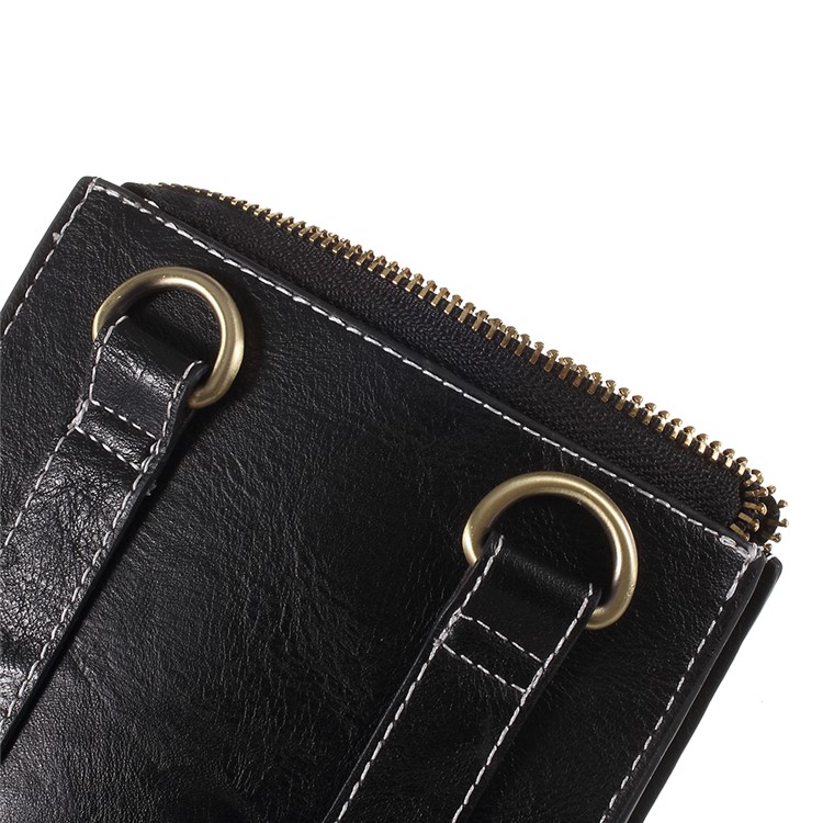 Bolso Dual De La Caja Del Teléfono De La Bolsa Del Cuero Universal De La PU Para El Iphone X / 8 Más Etc, Tamaño: 18 X 10.5cm - Negro-8