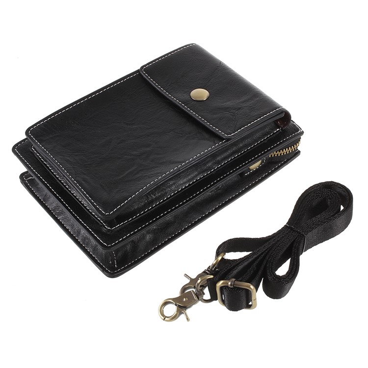 Bolso Dual De La Caja Del Teléfono De La Bolsa Del Cuero Universal De La PU Para El Iphone X / 8 Más Etc, Tamaño: 18 X 10.5cm - Negro-9