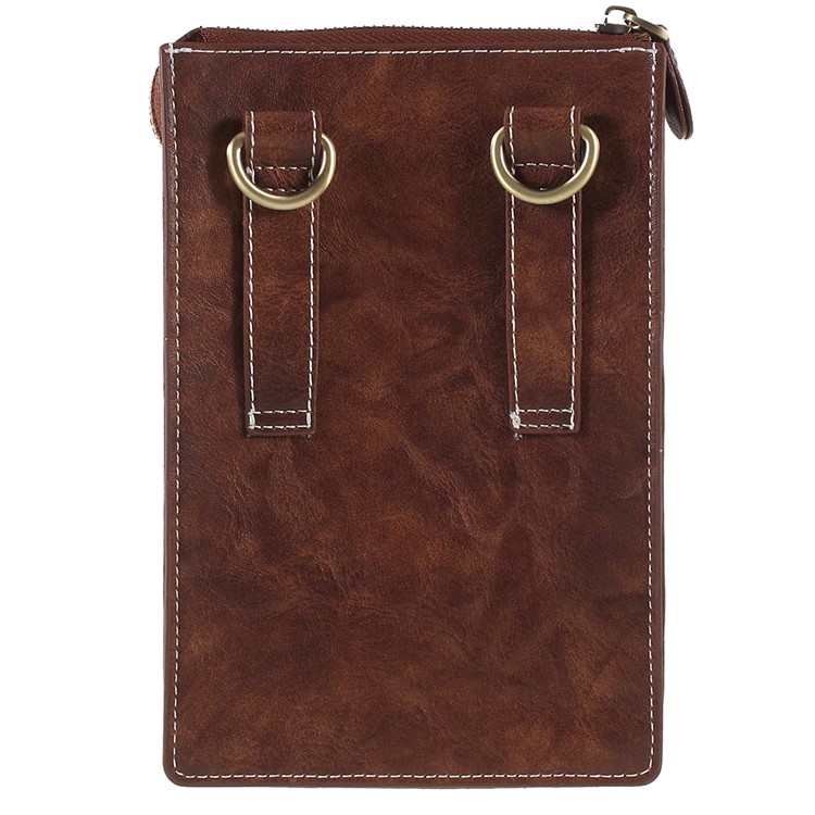 Bolso Dual De La Cubierta Del Teléfono De La Bolsa Del Cuero Universal De La PU Para El Iphone X / 8 Más Etc, Tamaño: 18 X 10.5cm - Marrón-3