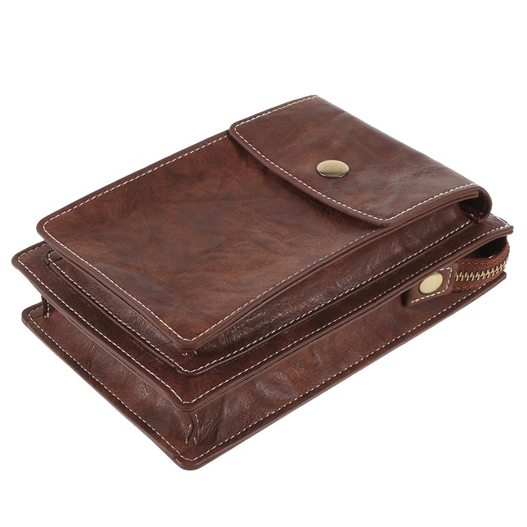 Bolso Dual De La Cubierta Del Teléfono De La Bolsa Del Cuero Universal De La PU Para El Iphone X / 8 Más Etc, Tamaño: 18 X 10.5cm - Marrón-4