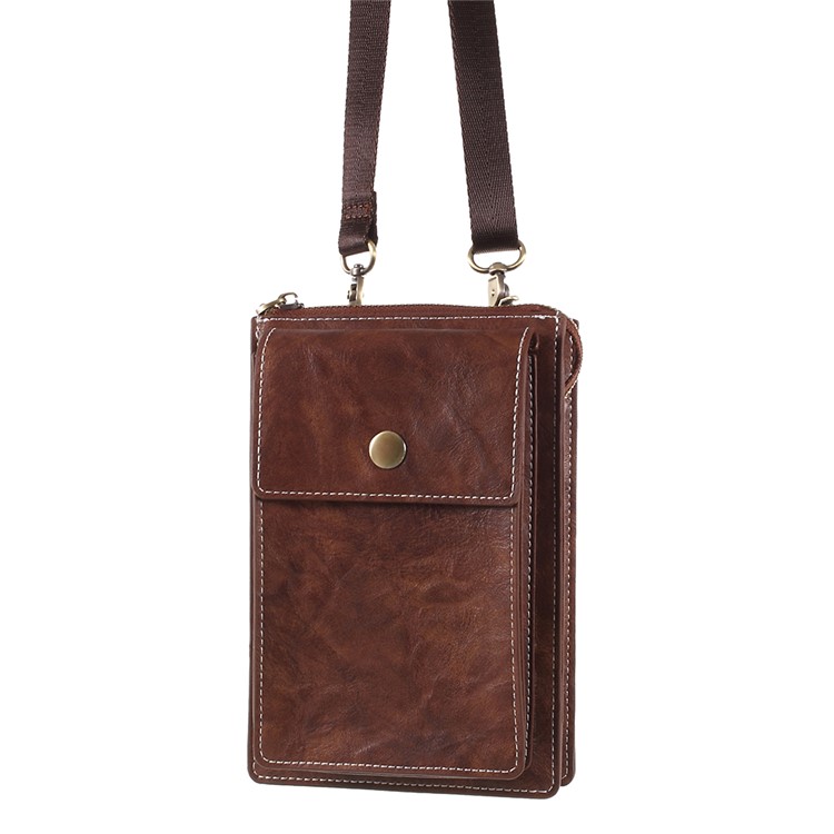 Bolso Dual De La Cubierta Del Teléfono De La Bolsa Del Cuero Universal De La PU Para El Iphone X / 8 Más Etc, Tamaño: 18 X 10.5cm - Marrón-6