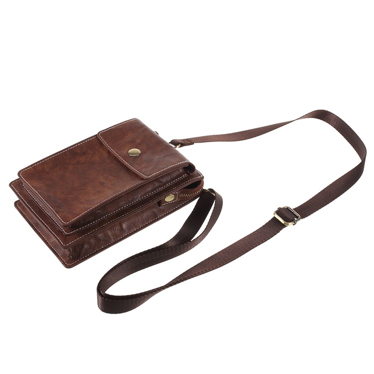 Bolso Dual De La Cubierta Del Teléfono De La Bolsa Del Cuero Universal De La PU Para El Iphone X / 8 Más Etc, Tamaño: 18 X 10.5cm - Marrón-7